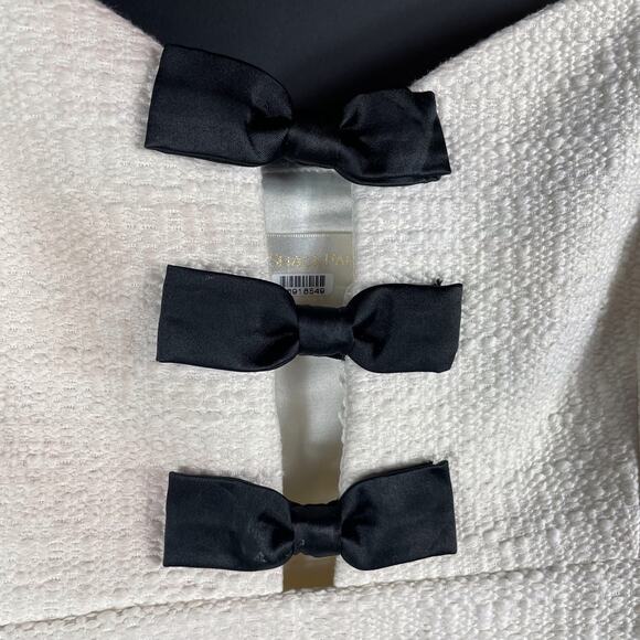 LoveShackFancy Adelaide Tweed Bow Mini Dress Ivory Black Sleeveless Sz 10 - Picture 10 of 16